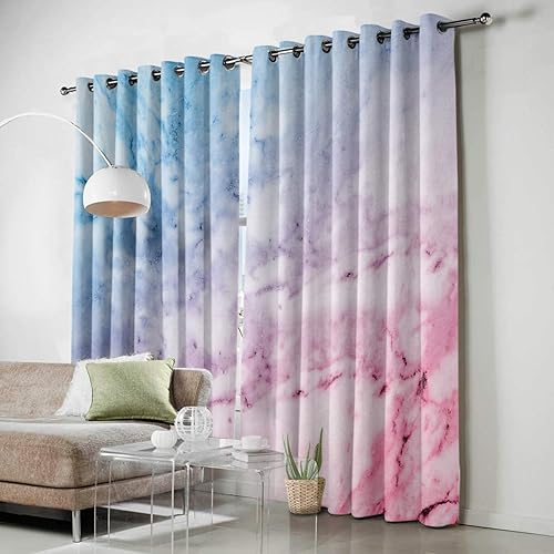 Miniatura 3 de FortuneHouse Blackout Curtains Thermal Insulated Marble Solid Pattern Metal Grommet Elegant Room Drapes Window Curtain for Bedroom Living Room 52x63