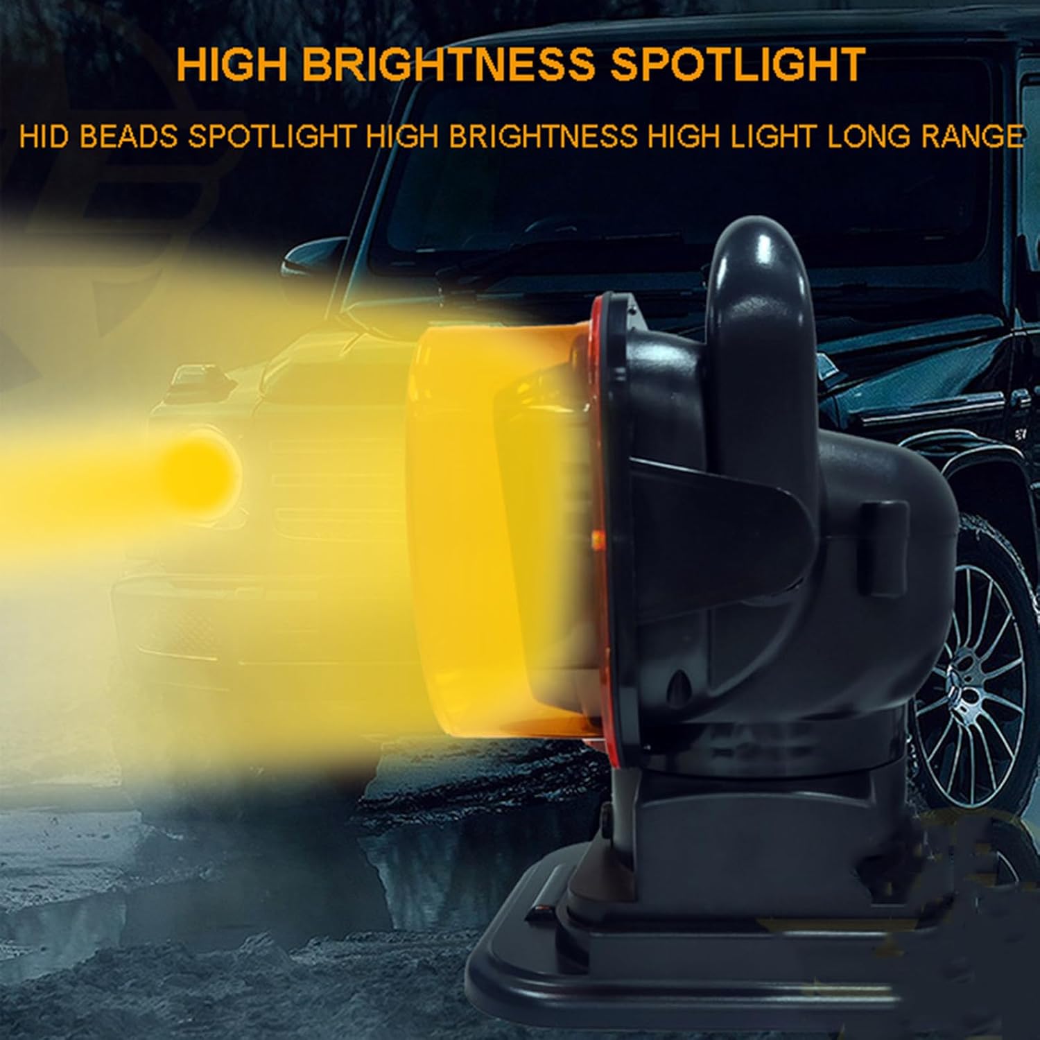 Car LED Searchlight, 360° Rotating Strong Light Roof Light with Wireless Remote Control, for Truck Off-Road Boat with Magnet Base