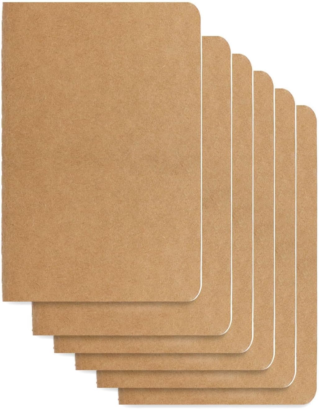 TKYPZY 6 Pack Pocket Notebook Mini Notebooks Bulk 3.94 X 5.5 Inch Small Memo Notepad 30 Sheets 60 Lined Pages Kraft Paper Notebooks with Softcover Brown Cover Mini Journal Bulk Office School Supplies