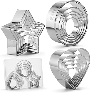 15PCS Cookie Cutters Set, Biscuit Cutter, Large Cookie Cutter for Baking, 3.5"~1.5"Dough Cutter, Stainless Steel Stamps of...