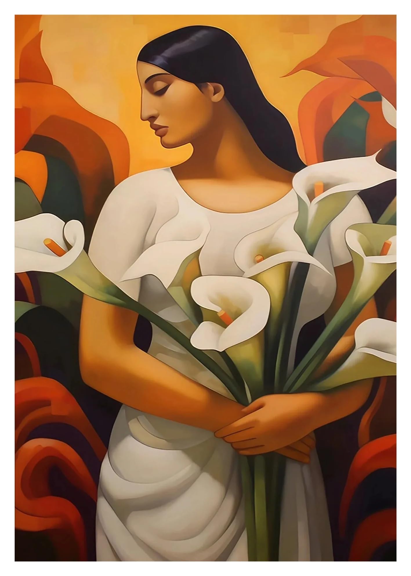 Cuadro sobre lienzo de mujer mexicana para conectar con las raíces y el arte bohemio