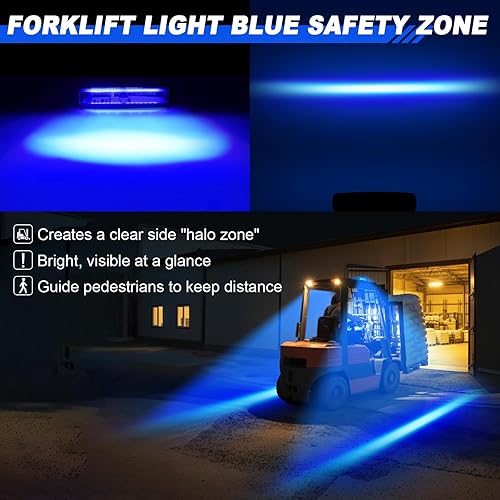 Miniatura 2 de Nueva carretilla elevadora LED luz azul zona lateral luces advertencia almacén zona peatonal camión lámpara de seguridad 30W, DC 12-80V