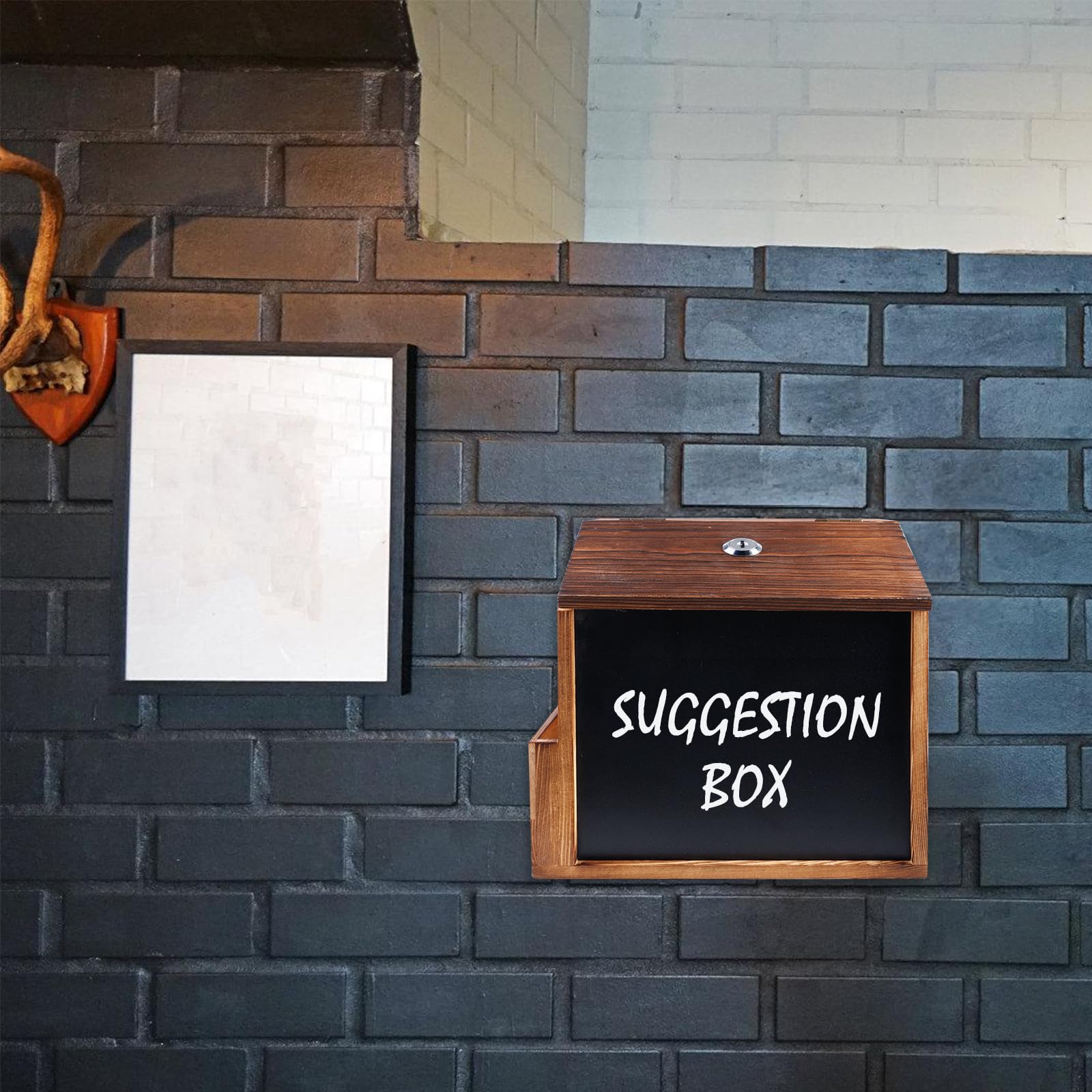Boîte à propositions en bois, boîte à dons, verrouillable, boîte aux lettres pour montage mural en bois de pin, urne de vote, avec serrure, pour l'école, le bureau, l'hôpital