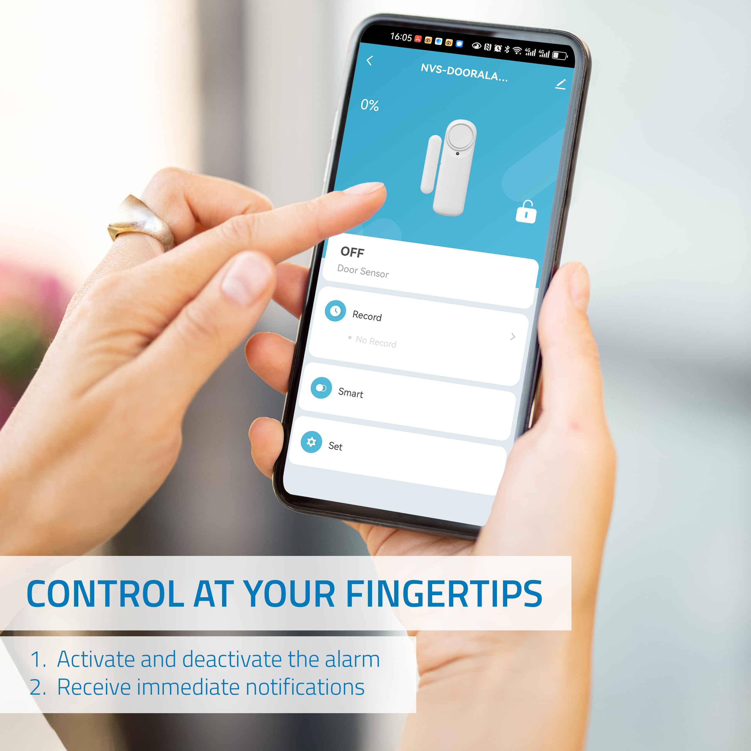 Nivian Alarma de Puerta Inteligente WiFi, Sensor Magnético para Puertas, Inalámbrico con App Móvil, Notificaciones en Tiempo Real, Botón Manual, Sirena 100dB (Pack 3)
