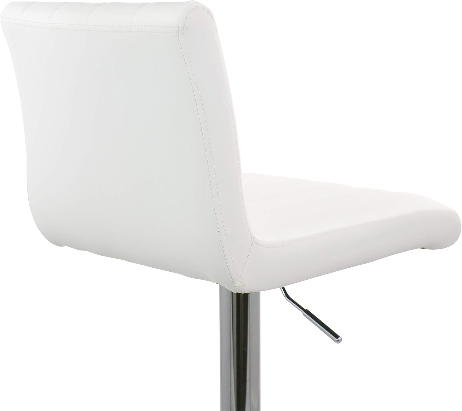 Elama Modern Tufted Faux Leather Adjustable Bar Stool with Swivel Chromed Base (Set of 2), White, Chromed Black (Tufted Chair)
