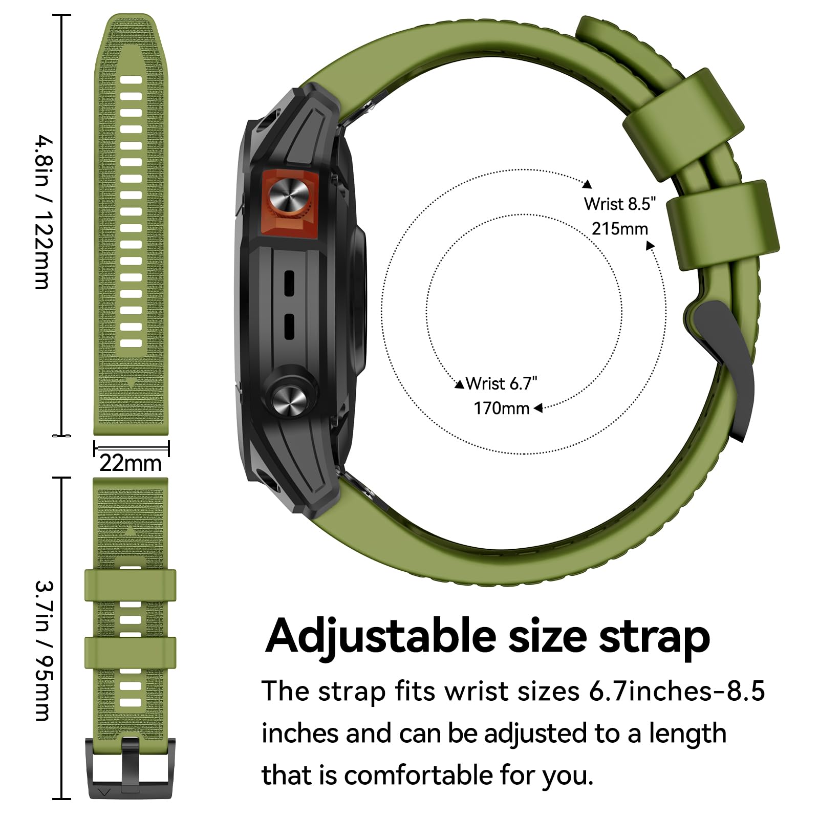 MYSNBKN 22mm Quick Fit Strap for Fenix 8 47mm/Fenix 7 Pro/Fenix 7/Fenix 6/Fenix 5/Fenix E/EPIX 2 - Image 4