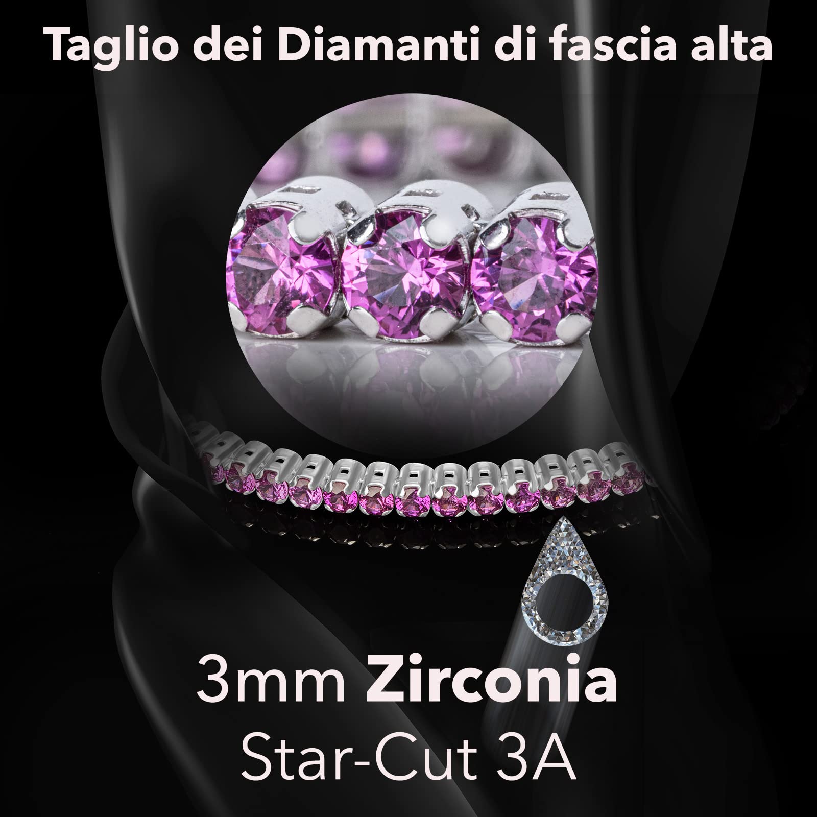 Bracciale Tennis Unisex - Argento 925 per Donna e Uomo
