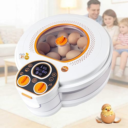 Egg Incubator for Hatching Eggs: Automatic Turner with ±0.1°F Temperature & Auto Humidity Control - 21-Day Stable Hatching for Chickens - 12-18 Eggs Per Batch - No Assembly