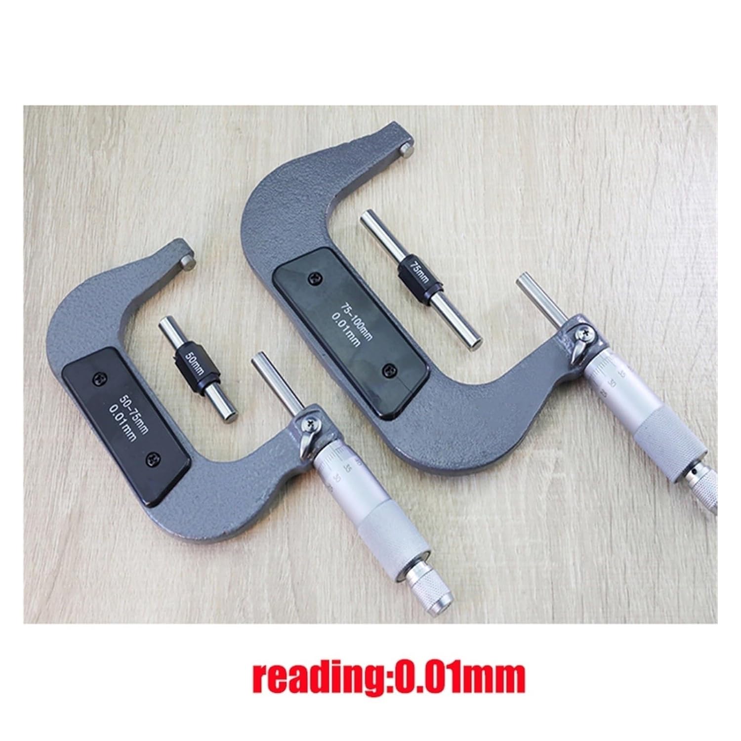 Precision Measuring Outside Spiral Micrometer 0-25mm/ 25-50mm/ 50-75mm/ 75-100mm Accuracy 0.01mm Gauge Vernier Caliper Measuring Tools (Size : 50-75mm)