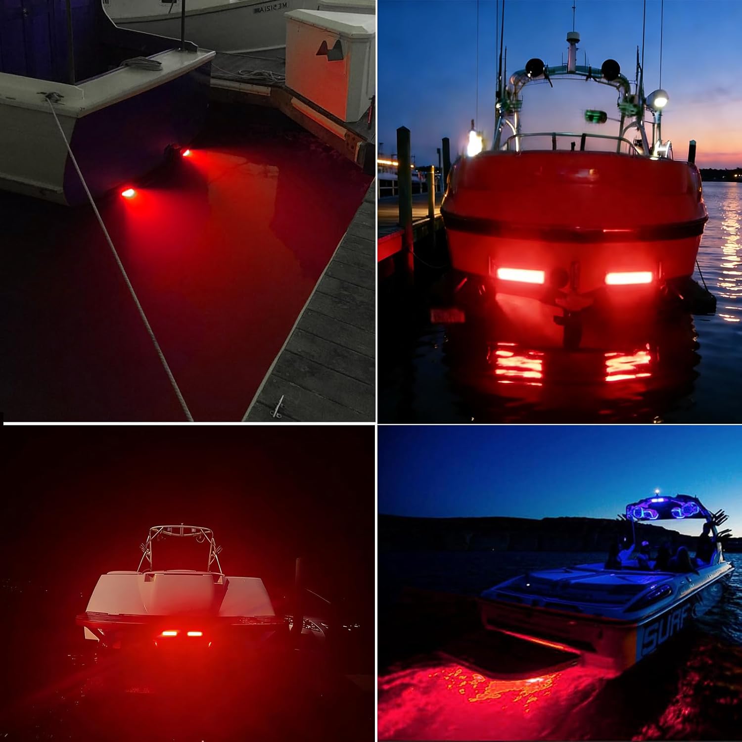 2Pcs Red Underwater light,120 LEDs Marine Boat LED Lights 316 Stainless Steel Boat Transom Deck Dock Lamp,Pontoon Yacht Trailer Stern Navigation Interior Lights,6000LM