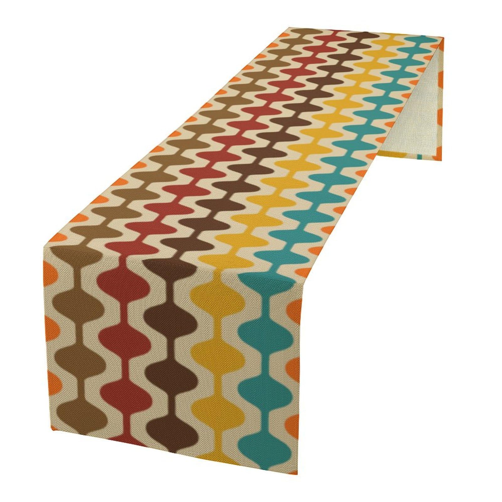 Mid Century Table Runner,Retro 50s 60s Abstract Geometric Kitchen Dining Décor Farmhouse Style Table Décor for Coffee Table Dining Room Table Bedroom Party 13 x 60 Inch