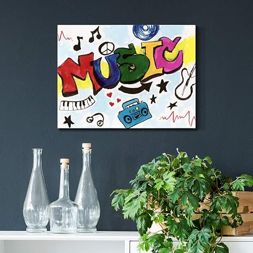 Miniatura 5 de Renditions Gallery Lienzo animado para pared, pinturas e impresiones para el hogar, música retro colorida, vibrante instrumental, moderno, lienzo,