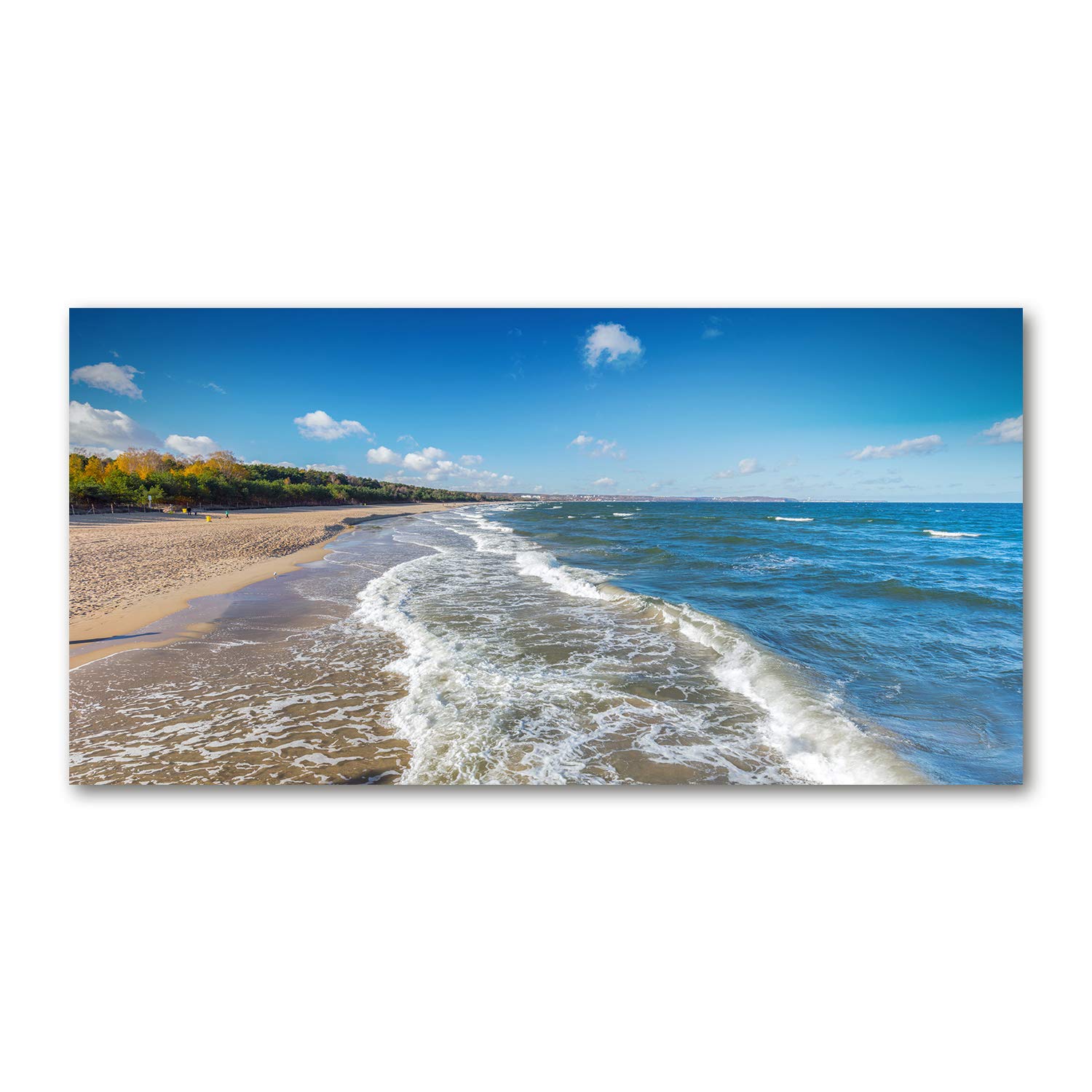Tulup Blue Glass Picture Wall Art - 100X50cm - Tempered Glass Decoration - Print For Living Room Bedroom - Toughened Glass Image - Glass Picture Wall Art - Baltic Sea
