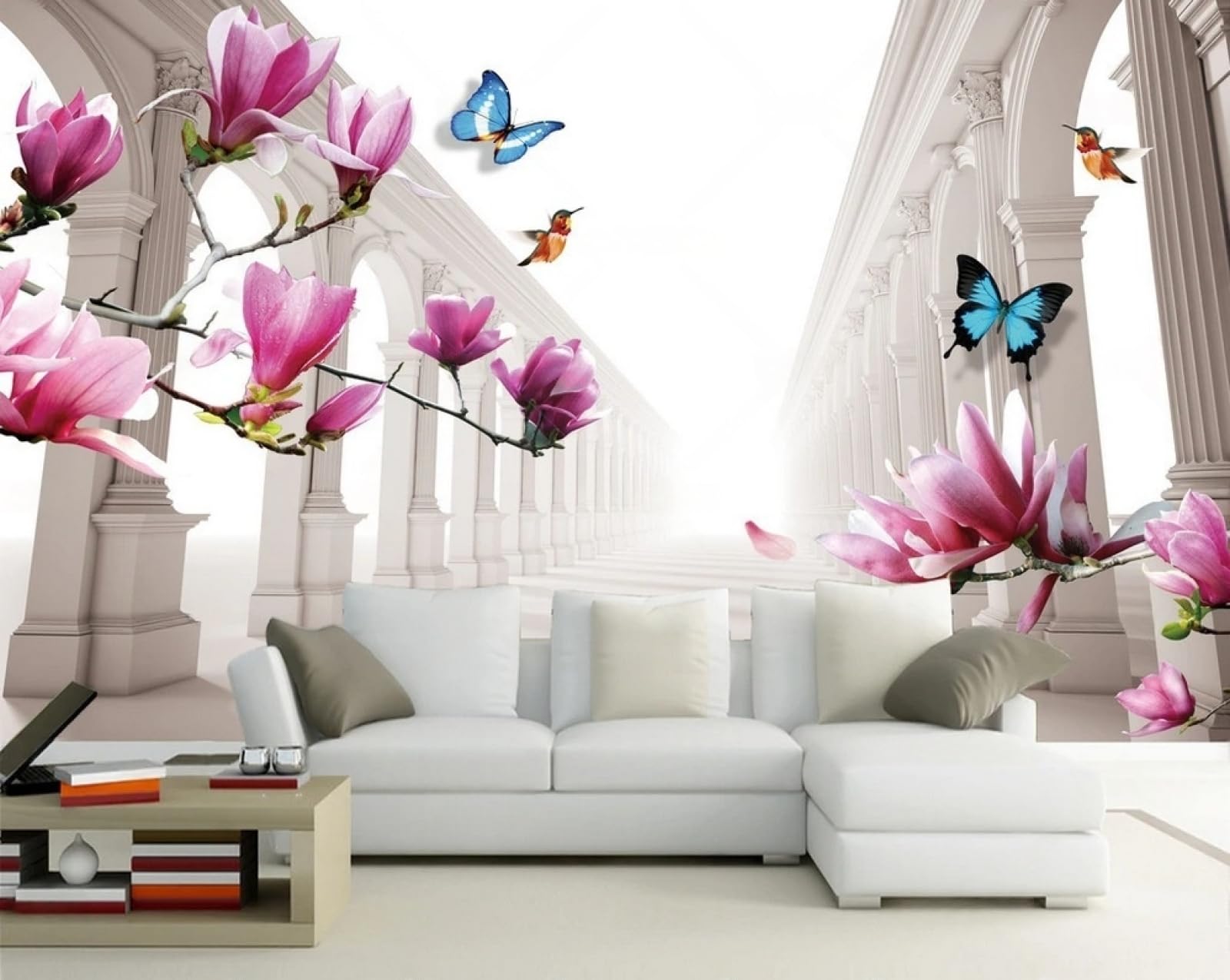 Papier Peint Panoramique 3D Fleurs de Magnolia Décoration Murale Premium 430x300