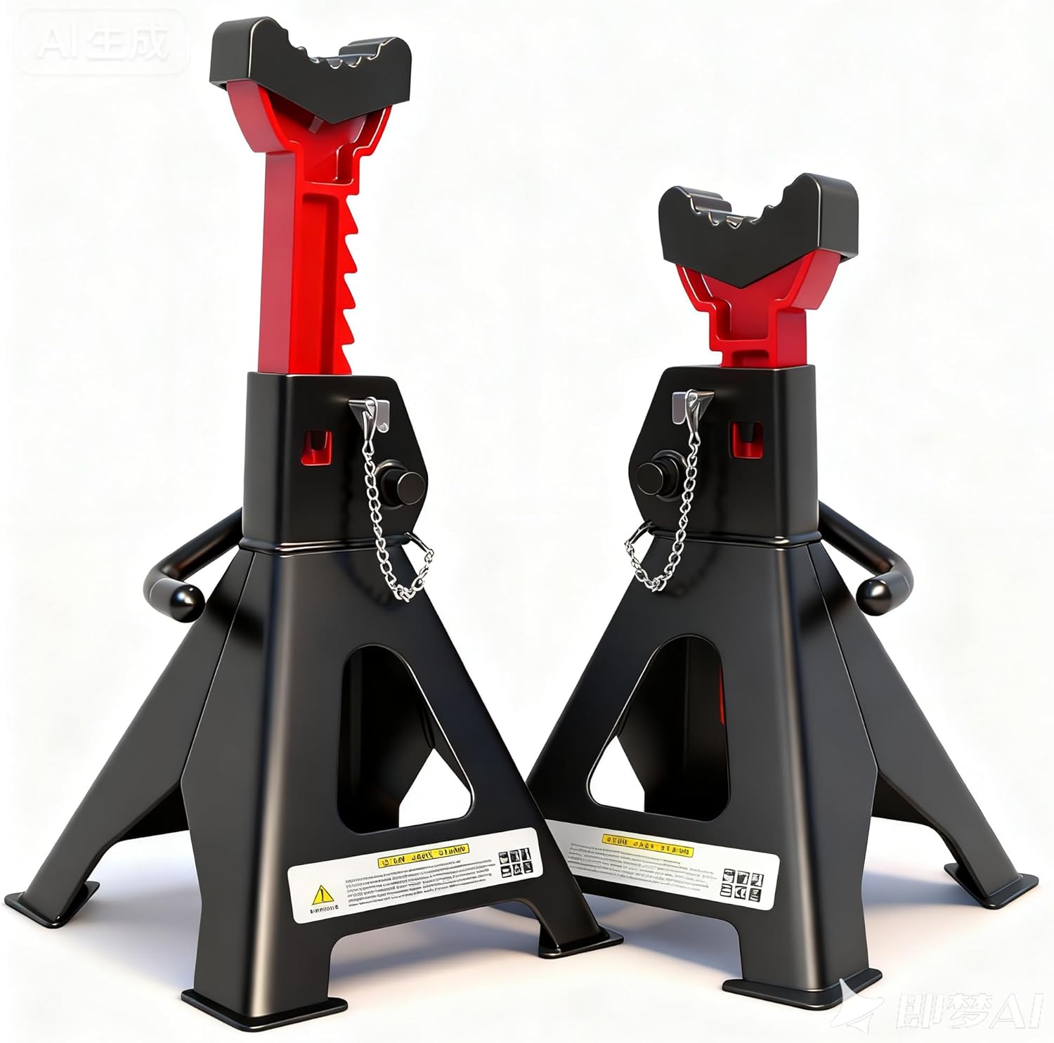 Jack Stands 3 Ton (6,600 LBs) with Double Pin Locking, Car Jack Stand 11.22"-16.54" Adjustable with Rubber Pads, Jack Stands for Trucks,Home,Garage, SUV, Pickup,Car,UTV/ATV,1 Pair 3 Ton Double Pin Locking with Rubber Pads Black+Red
