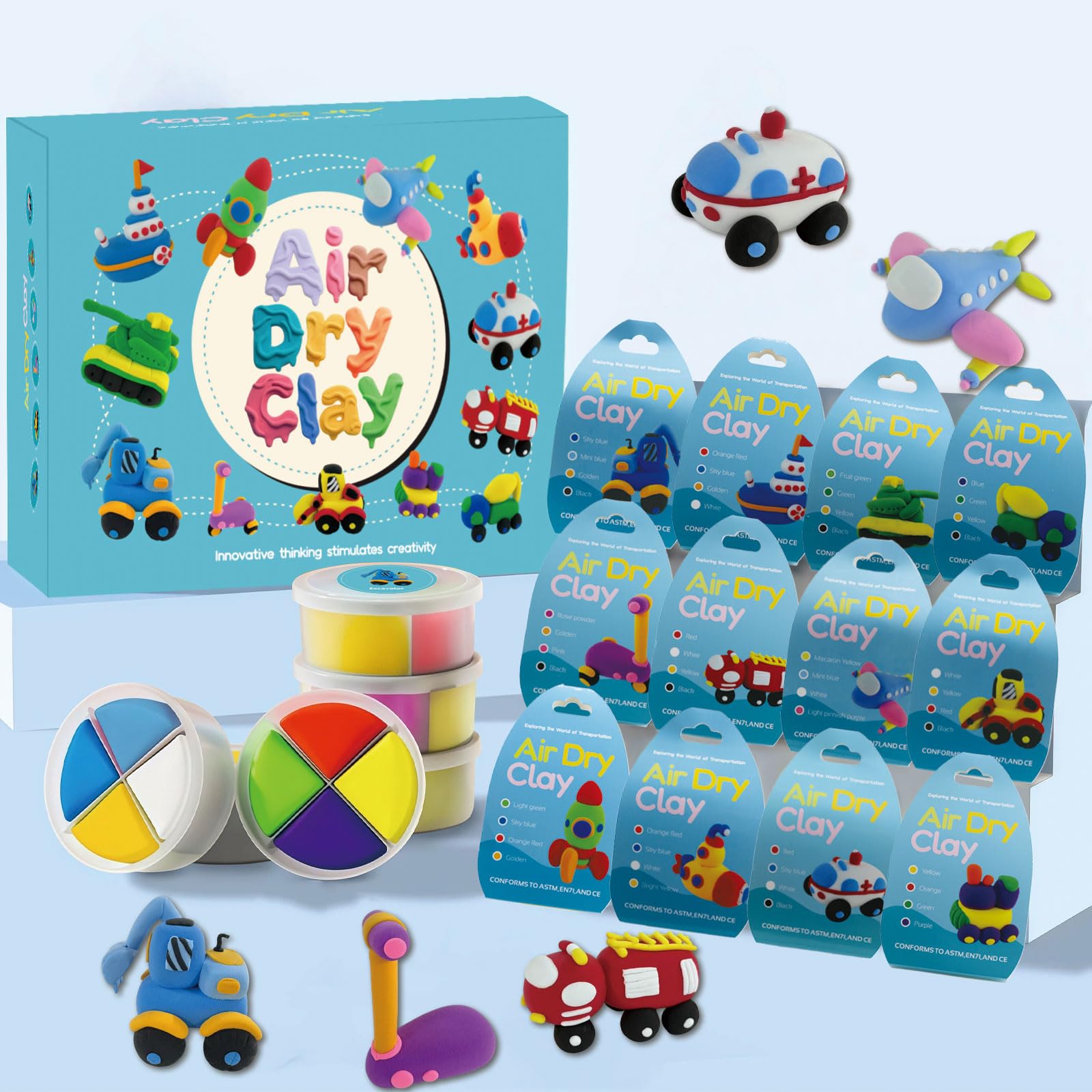 Amazon.com: Air Dry Clay Kit for Kids - Cars Themed,12 Traffic DIY