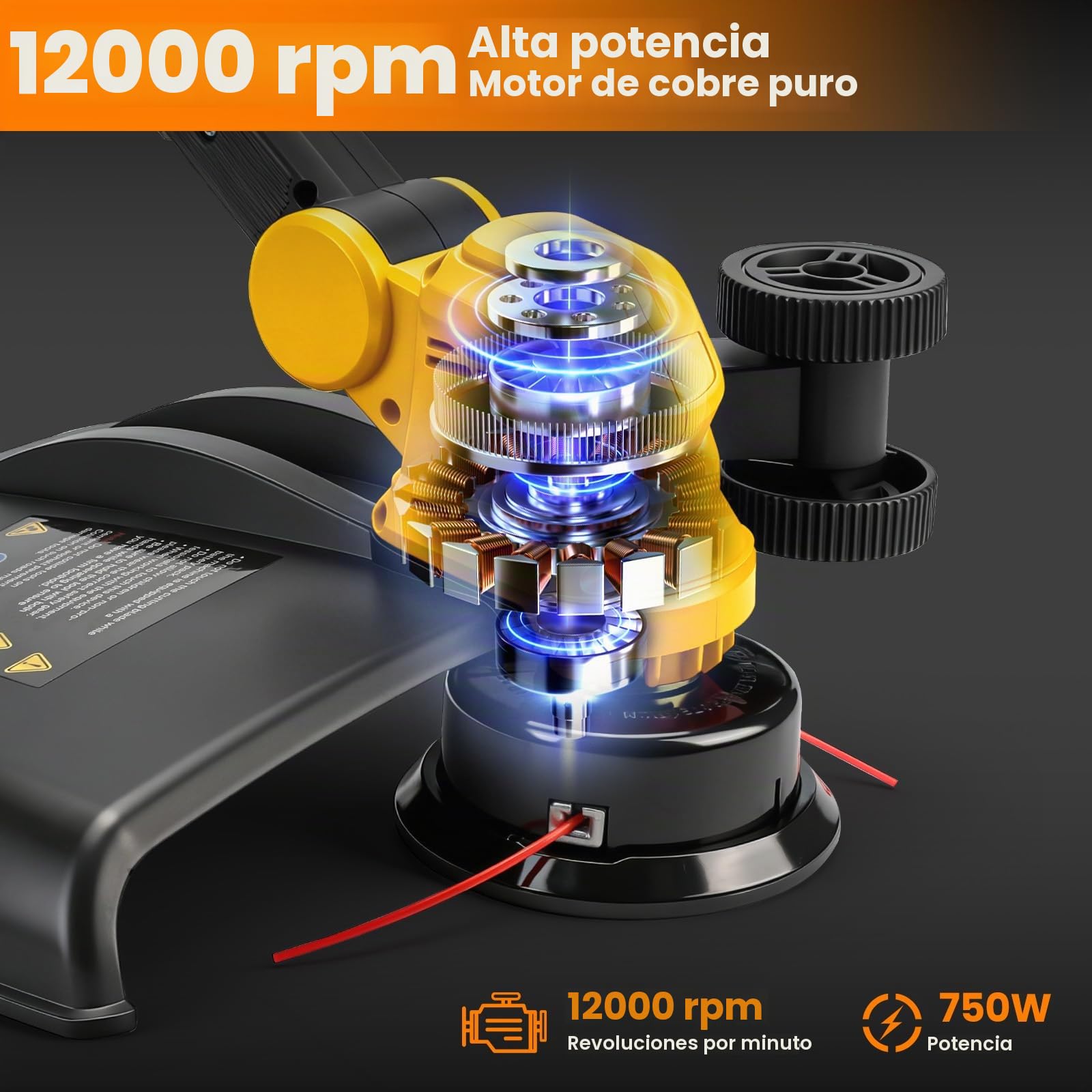 Cortacéssped con batería compatible con batería Dewalt 20V MAX, cortacésped eléctrico sin escobillas 5-en-1, ángulo de recorte plegable de 180° y 90° para cortar césped, jardín y arbustos (sin batería