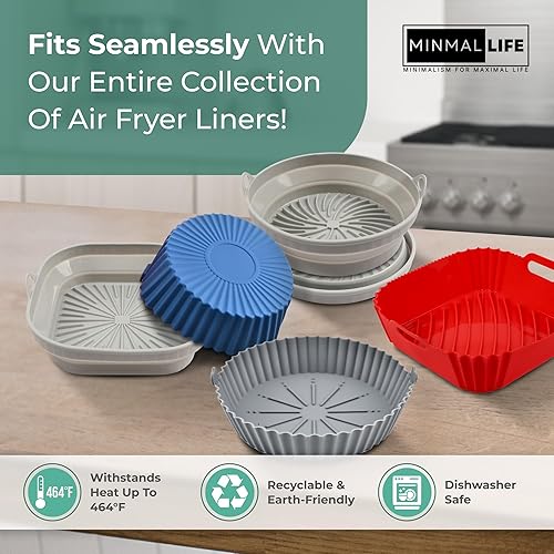 Miniatura 4 de Forros de silicona para freidora de aire - Forros reutilizables para freidora de aire - Cesta de silicona para freidora de aire - Insertos de