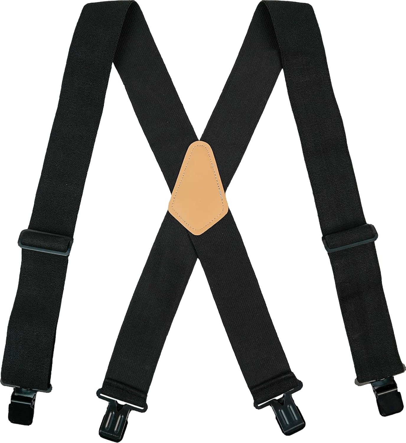 KUNN Mens Suspenders X-Back 2 Inch Wide Elastic Suspender Heavy Duty Clips Work Suspenders - Image 5