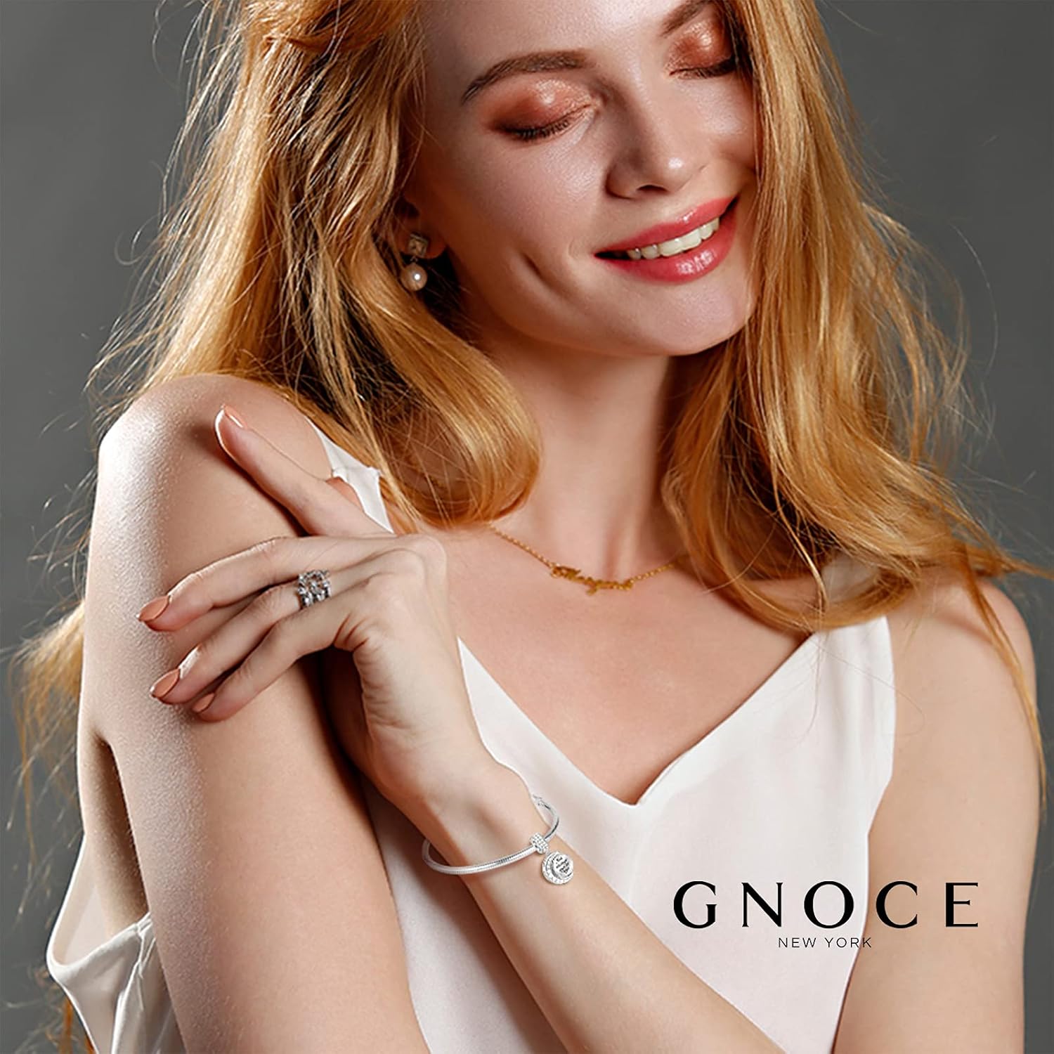 GNOCE Crescent Star Galactic Cosmic Moon Charm Pendant Sterling Silver Not Always Eye to Eye, But Always Heart to Heart Dangle Charm fit Bracelet/Necklace Christmas Jewellery Gift for Women