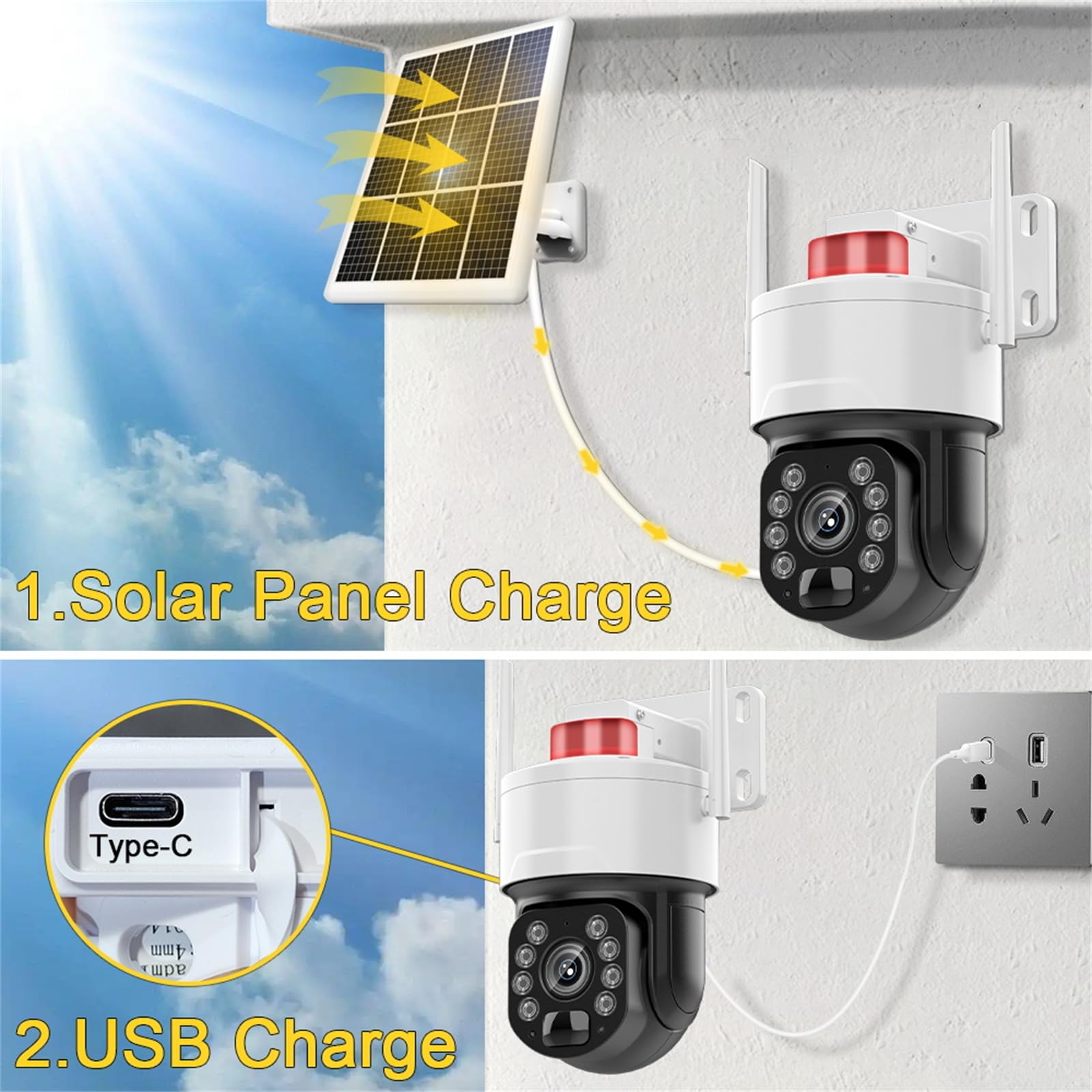 Kamera IP Solar Tuya WIFI, zewnętrzna kamera noktowizyjna 4K 8MP PTZ domowa kamera bezpieczeństwa PIR wykrywanie ruchu dwukierunkowy nadzór audio,8mp+128g