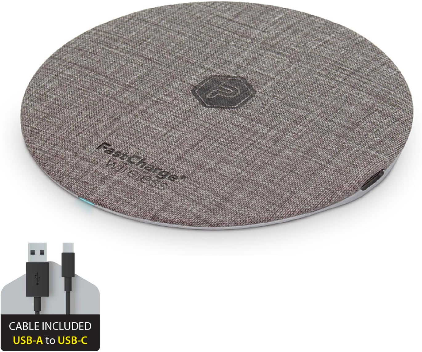 Wireless Fast Charger, 15W Aluminum Fast Charging Pad, USB-A to USB-C Cable Included, Compatible with iPhone Apple & Android | Gray (Pad)