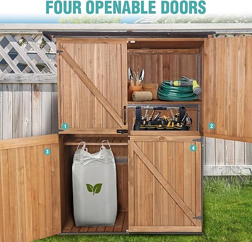Miniatura 4 de Cobertizos y almacenamiento al aire libre, cobertizo de jardín grande con estructura de marco de metal y estantes ajustables, caja de almacenamiento