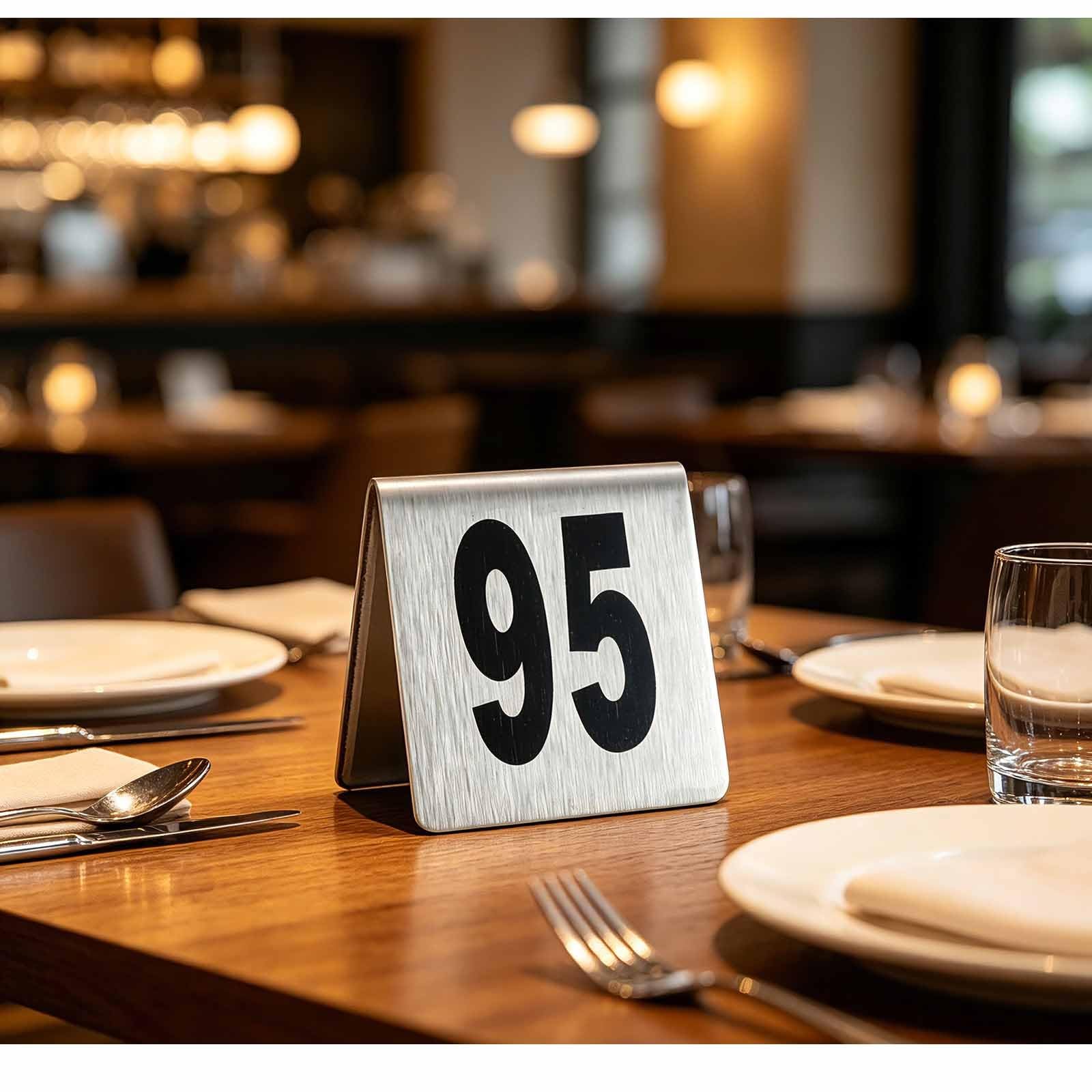 Stainless Steel Restaurant Table Number Sign | Usage Scenario: Double-Sided Stainless Steel Restaurant Display(1-50)