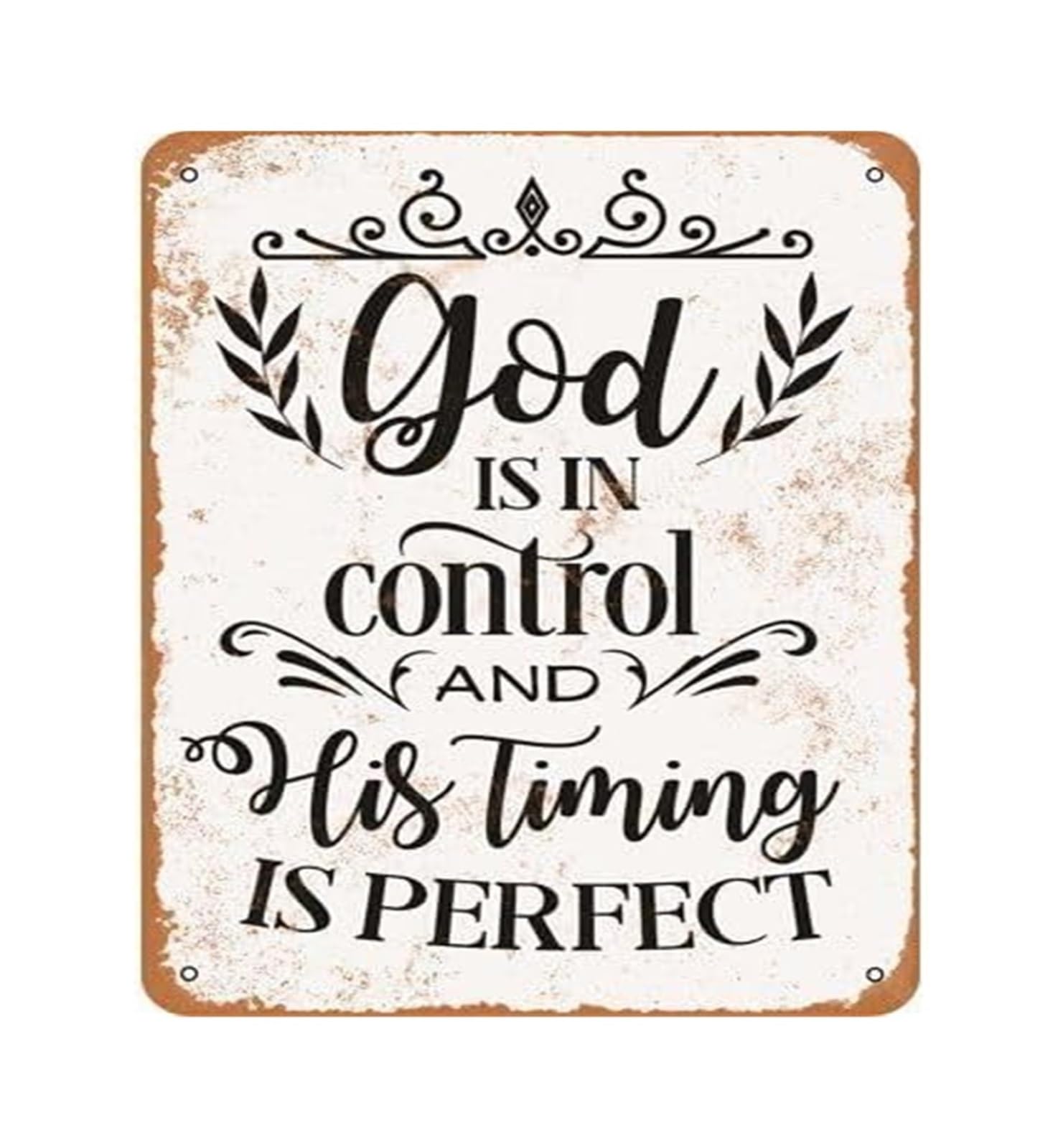FNYUVNFAF God Is In Control Sign Inspirational Quote Vintage Tin Sign for Home Office Cafe Wall Decor Faith Hope Encouragement Aluminum Sign (8 X 12 inch)