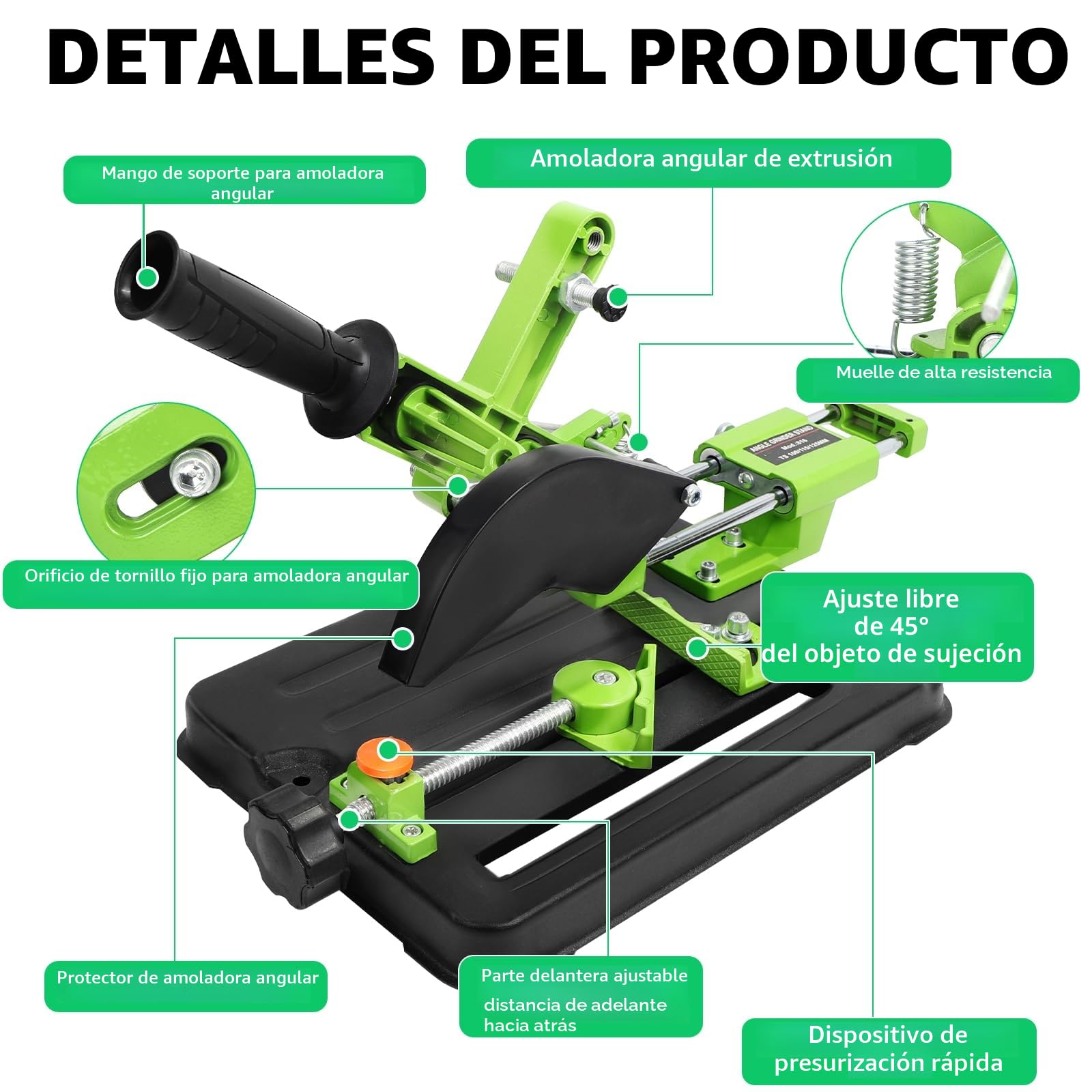 SWAWIS Amoladora angular, soporte para amoladora angular, accesorio para amoladora angular 100/115/125, multifuncional de escritorio, barra de tracción para soporte