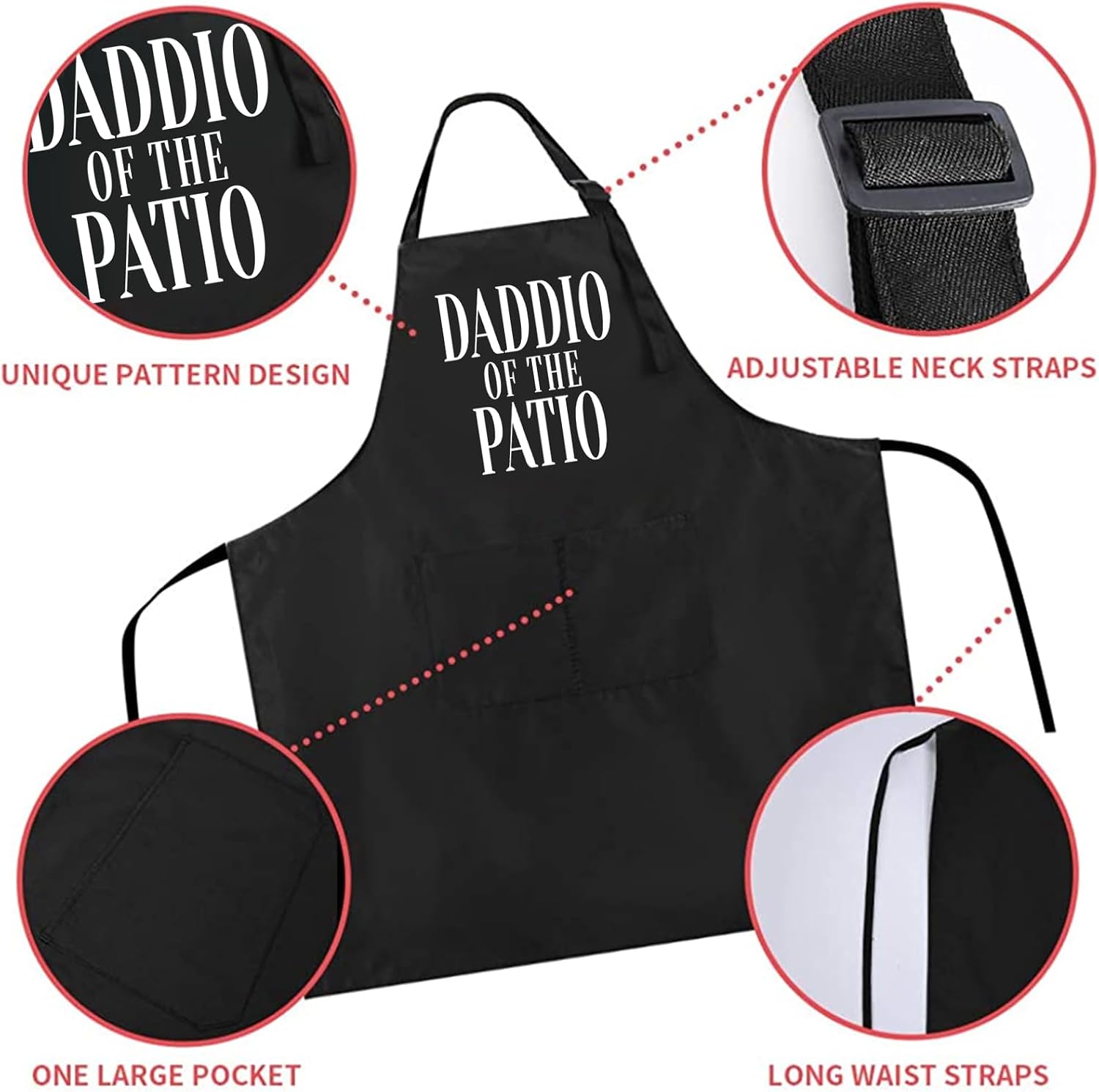 ZOORON Funny Black Chef Aprons for Men Adjustable BBQ Kitchen Cooking Apron image 4