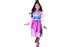 Girls' Mulan Cosplay Princess Dress Up Costume [Size 4-6X] for Party, Halloween, and Pretend Play