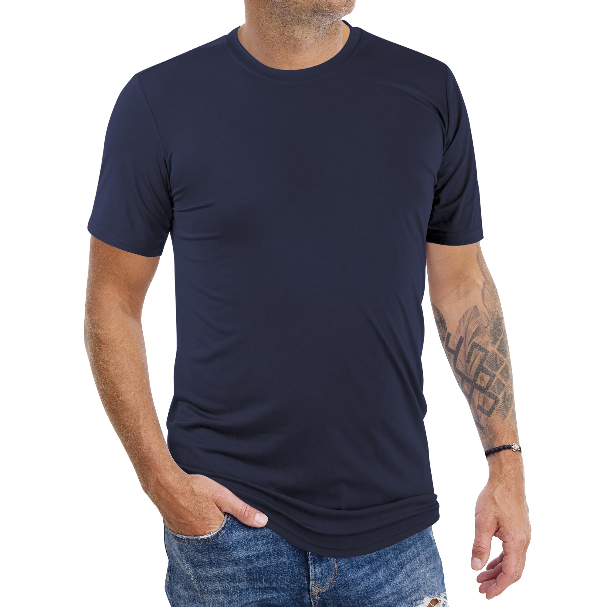 AJGAI2&5 Pack Men's Sports T Shirts,Crew Neck Breathable Quick-Dry Short Sleeve, Lightweight Gym Tee for Athletic Running Casual