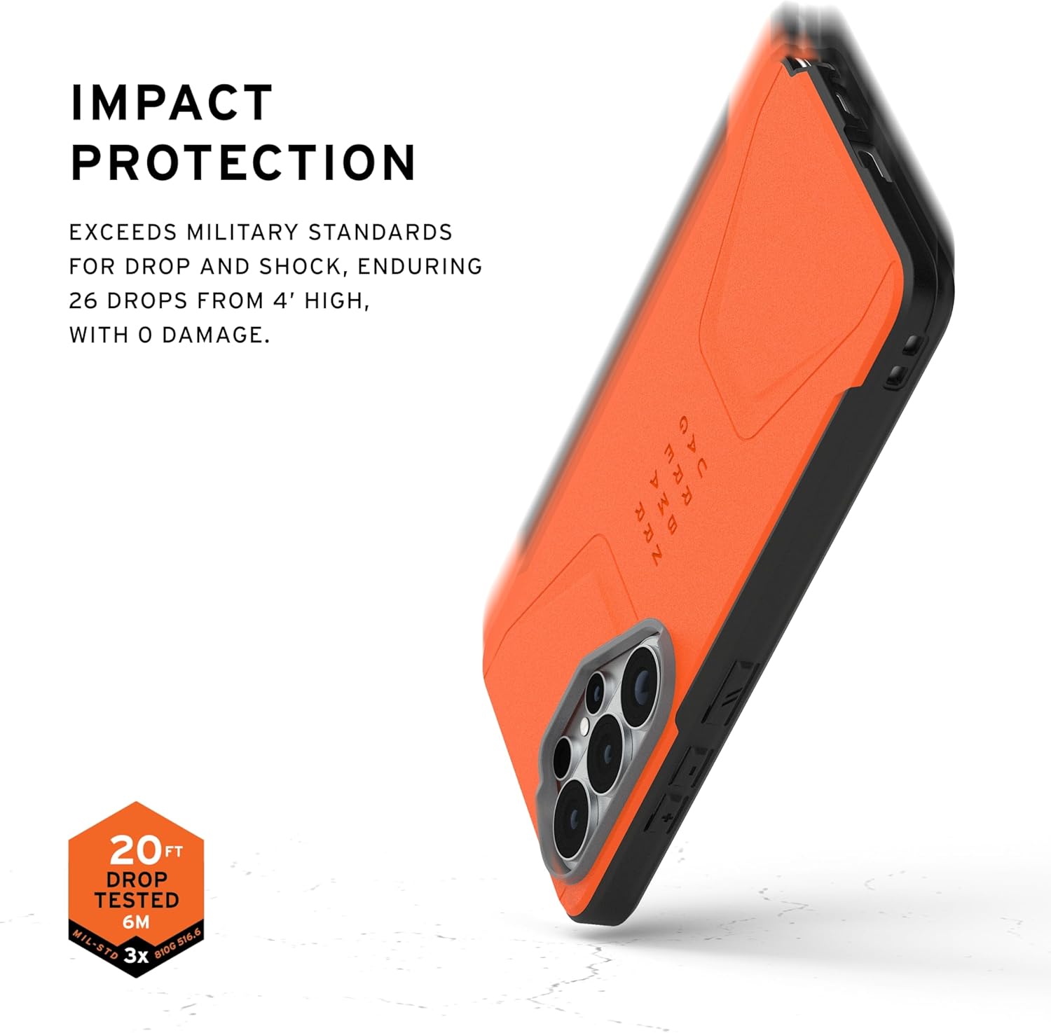 URBAN ARMOR GEAR UAG for Samsung Galaxy S26 Ultra Case 6.9" Civilian - Magnetic Charging Compatible Rugged Military Drop Tested Protective Cover, Orange