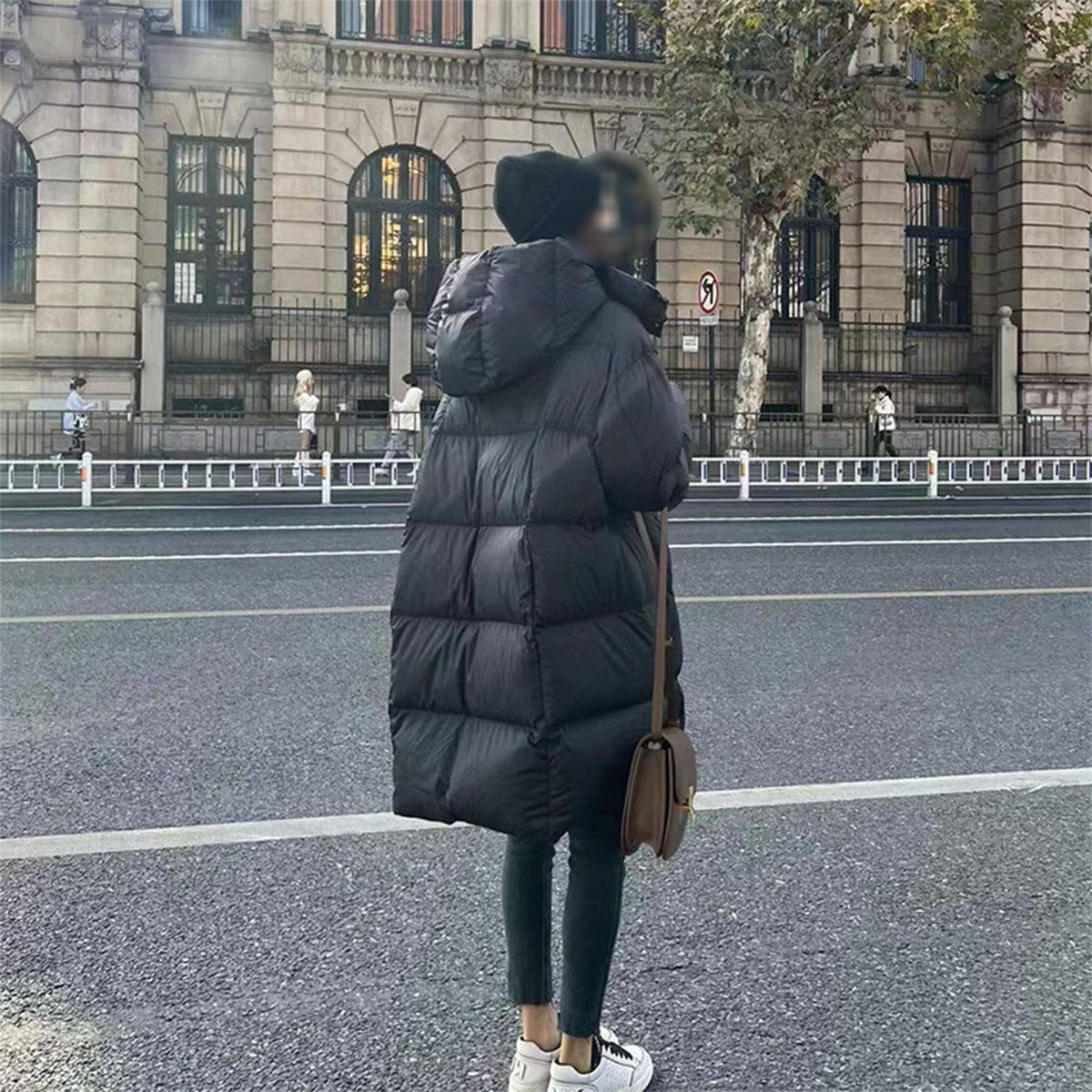 Women's Winter Casual Thickened Black Down Jacket Hooded Loose Women's Warm Jacket