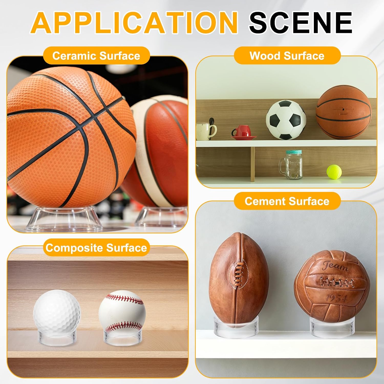 Ball Display Stand 3Sizes Display Clear Round Acrylic Holders 6Pcs