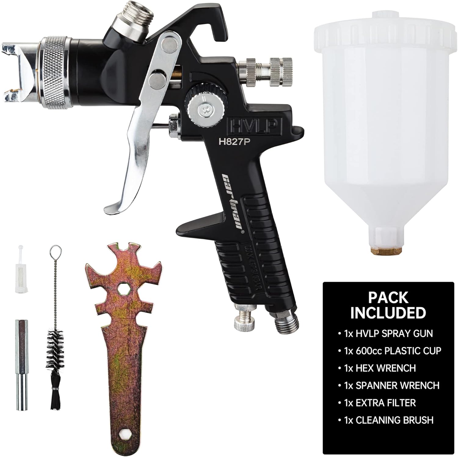 Cartman HVLP Gravity Feed Air Spray Gun H827P, 20.2 oz Capacity, Optimal Working Pressure 2-3.5bar, Nozzle Size:1.4mm : Automotive