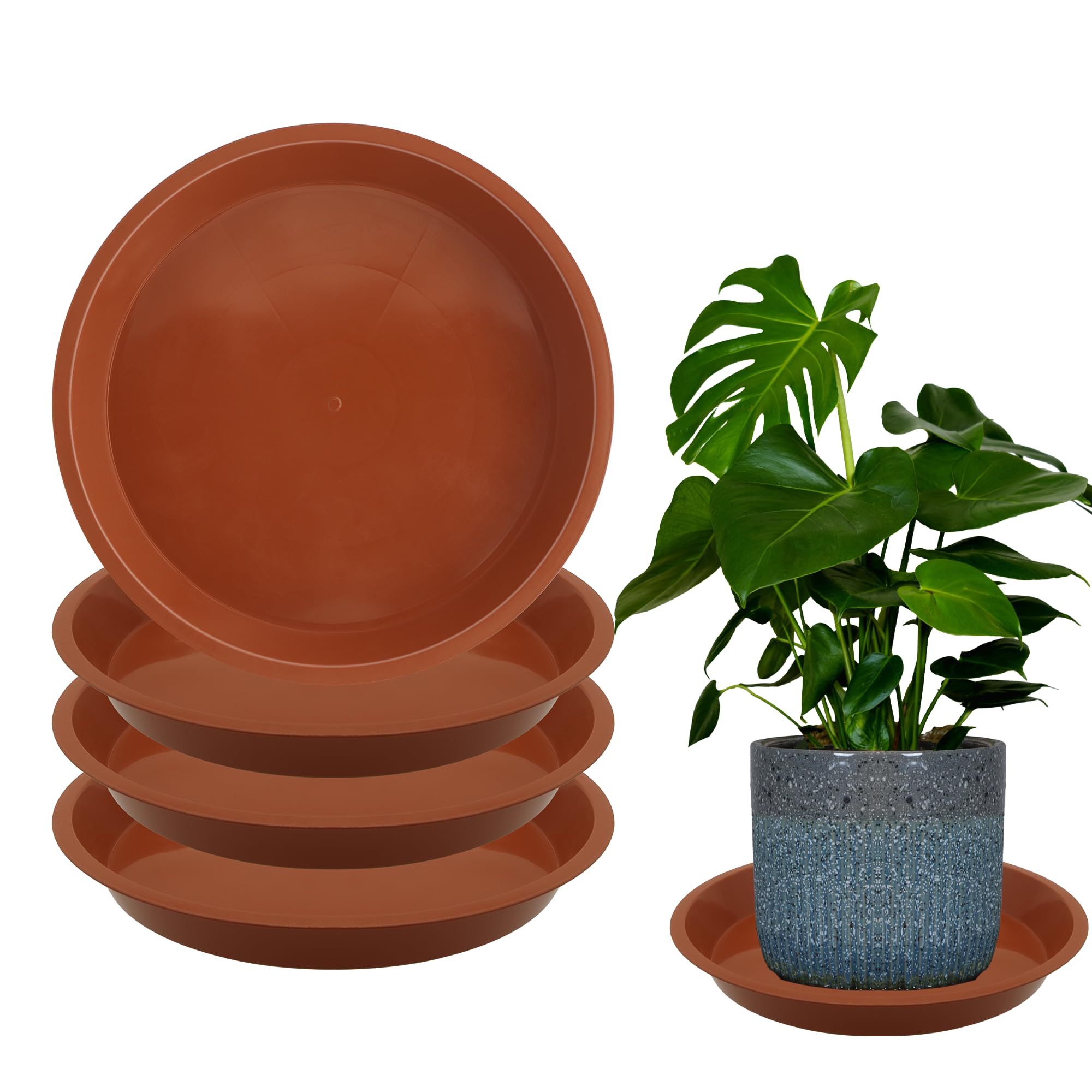 Lot de 6 soucoupes rondes en plastique pour pots de fleurs d'intérieur et d'extérieur (terre cuite, 40,6 cm)