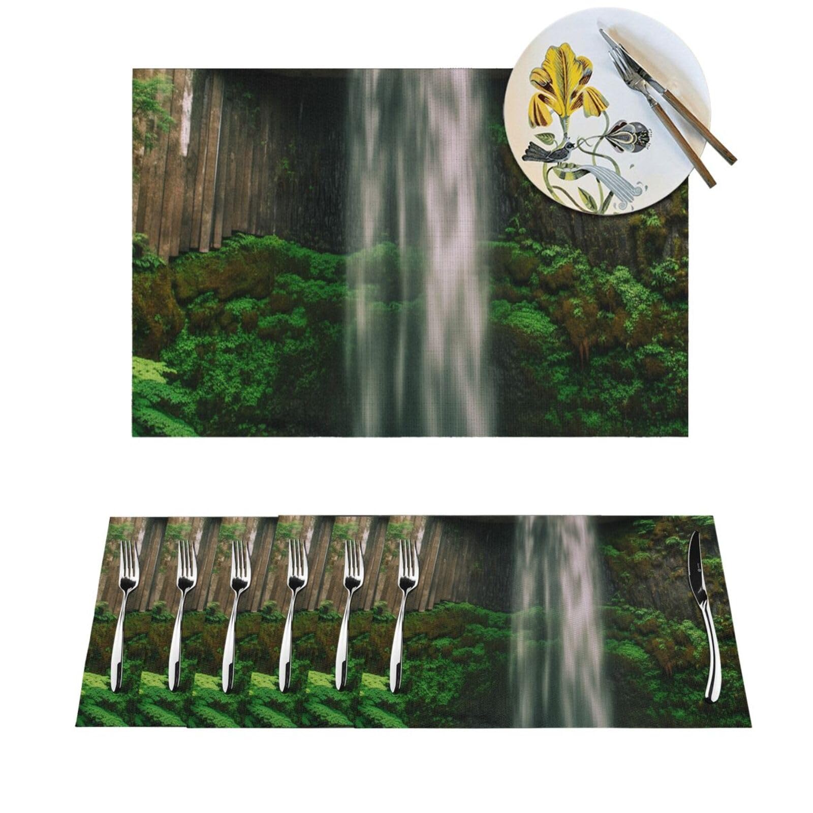 Sets de table faciles à nettoyer anti-taches en PVC vertical pour famille