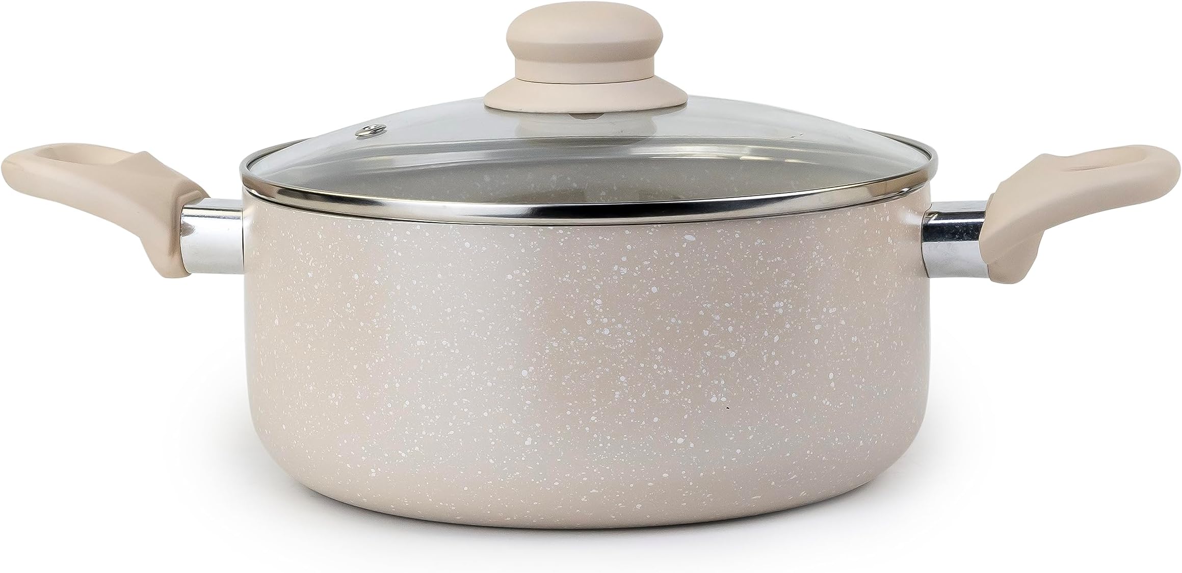 WILSON Oak Casserole with Lid and Marble Coating, Soft Touch Handle, Stew Pot Suitable for Gas, Electric, and Ceramic Stove Dutch Oven - 20cm – Cream