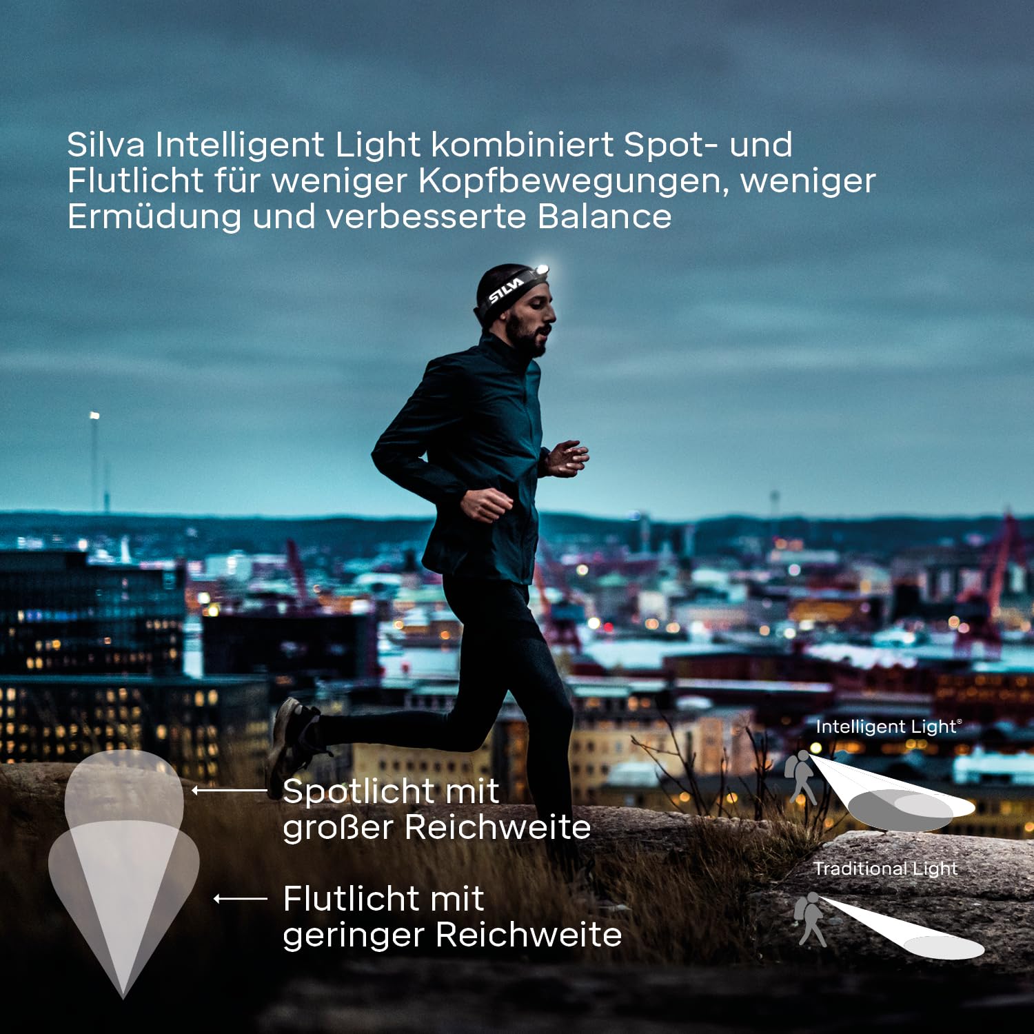 Silva Stirnlampe Aufladbar mit USB - Explore 4RC - 400 Lumen Stirnlampe Akku - 3 Helligkeitsstufen & 3 LED-Farben Kopflampe Rotlicht - Für Outdoor & Sport
