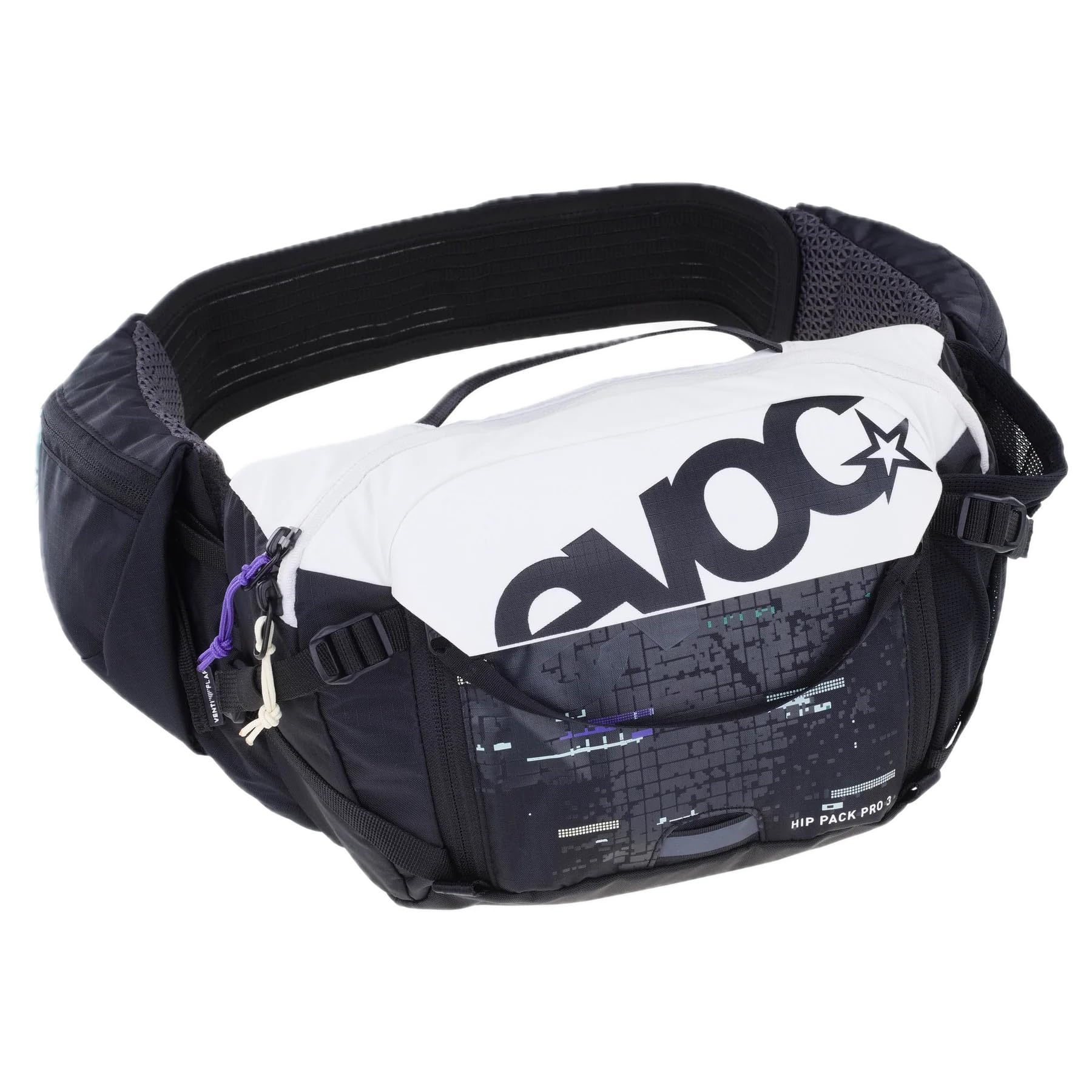 EVOC Hip Pack PRO 3 + Hydration Bladder 1.5, Hip Bag (AIR Flow Contact System, AERO Flex Hip Belt, incl. 1.5 Litre Hydration Bladder and Bottle Holder, one Size), Multicolour