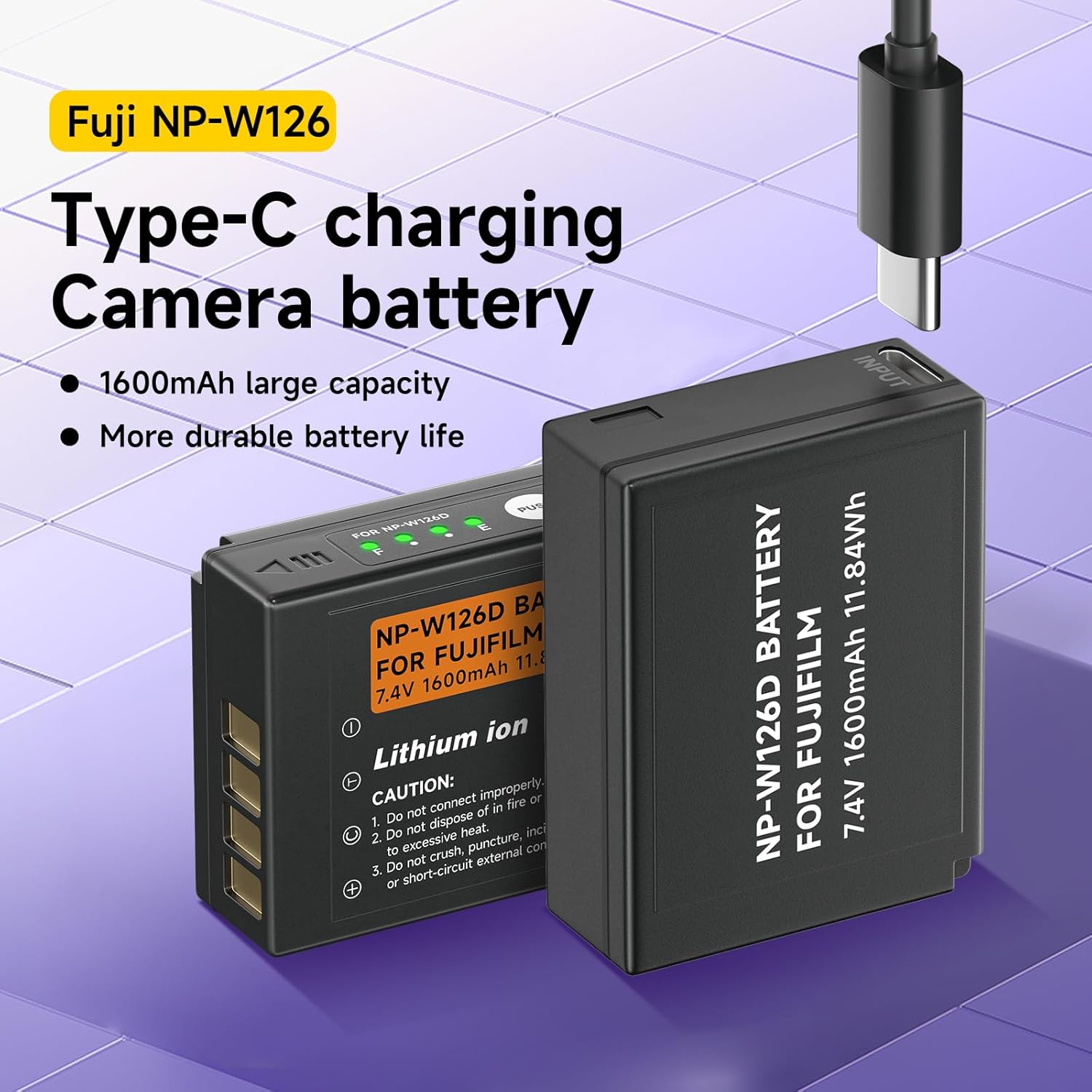 NP-W126 Battery,NP-W126S Replacement Battery for Fuji X-T100, X-T200, X100F, X100V, X-S10, X-A5, X-A10, X-E3, X-E4, X-Pro2, X-Pro3, X-T1, X-T2, X-T3, X-T10, X-T20, X-T30, X-T30 II (3 Pack)