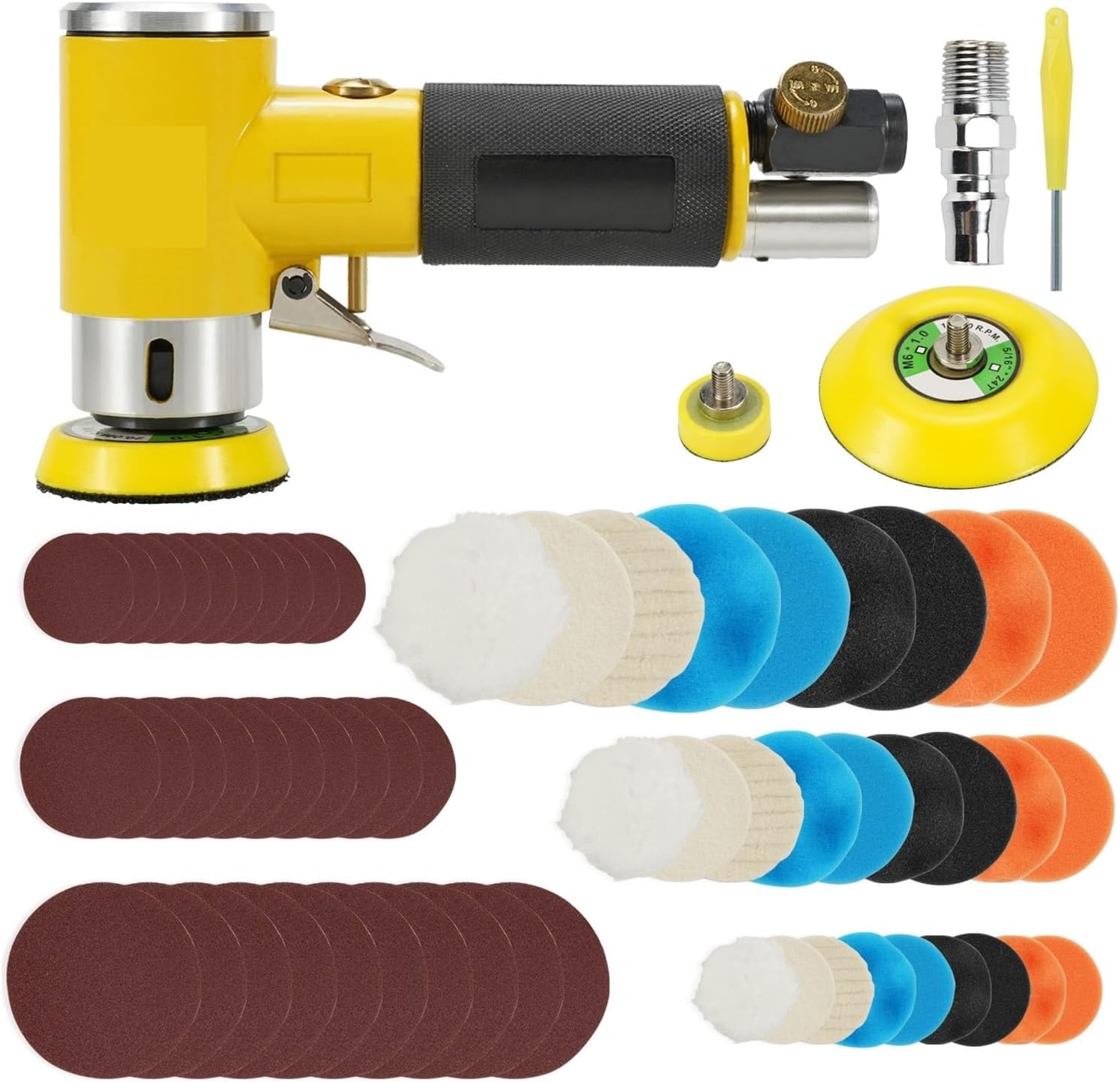 Orbital Sander Polishing Machine Air Sander Mini Dual Action Polisher with 80PCS Sanding Paper Set for Efficient Sanding and Polishing