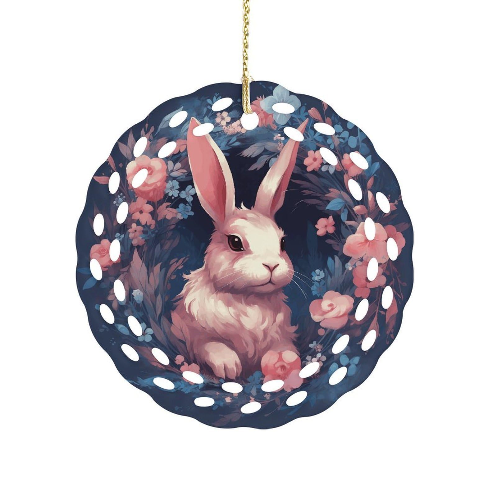 Wsoihfec Women's Style Rabbit In Garland Hanging Ornament 3 Inch Round,1-Pack,Xmas Decor -Two-Sided Printed,Friend Ornament Gifts For Friends Coworker Sisters