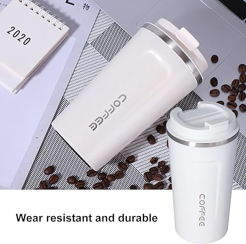 Miniatura 5 de Coffee Cup, Coffee Mug 510ML Stainless Steel Office Outdoor Travel Leisure Car Cup (White)
