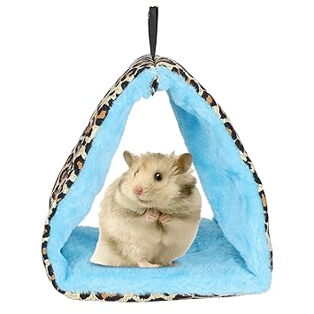 Warm Pet Hanging Nests, Pet Hammock Pad Two?Door Tunnel Design Hut Cage Pad Bird Hammock Bed Winter Use for Small Hamsters for Birds(L, Leopard)