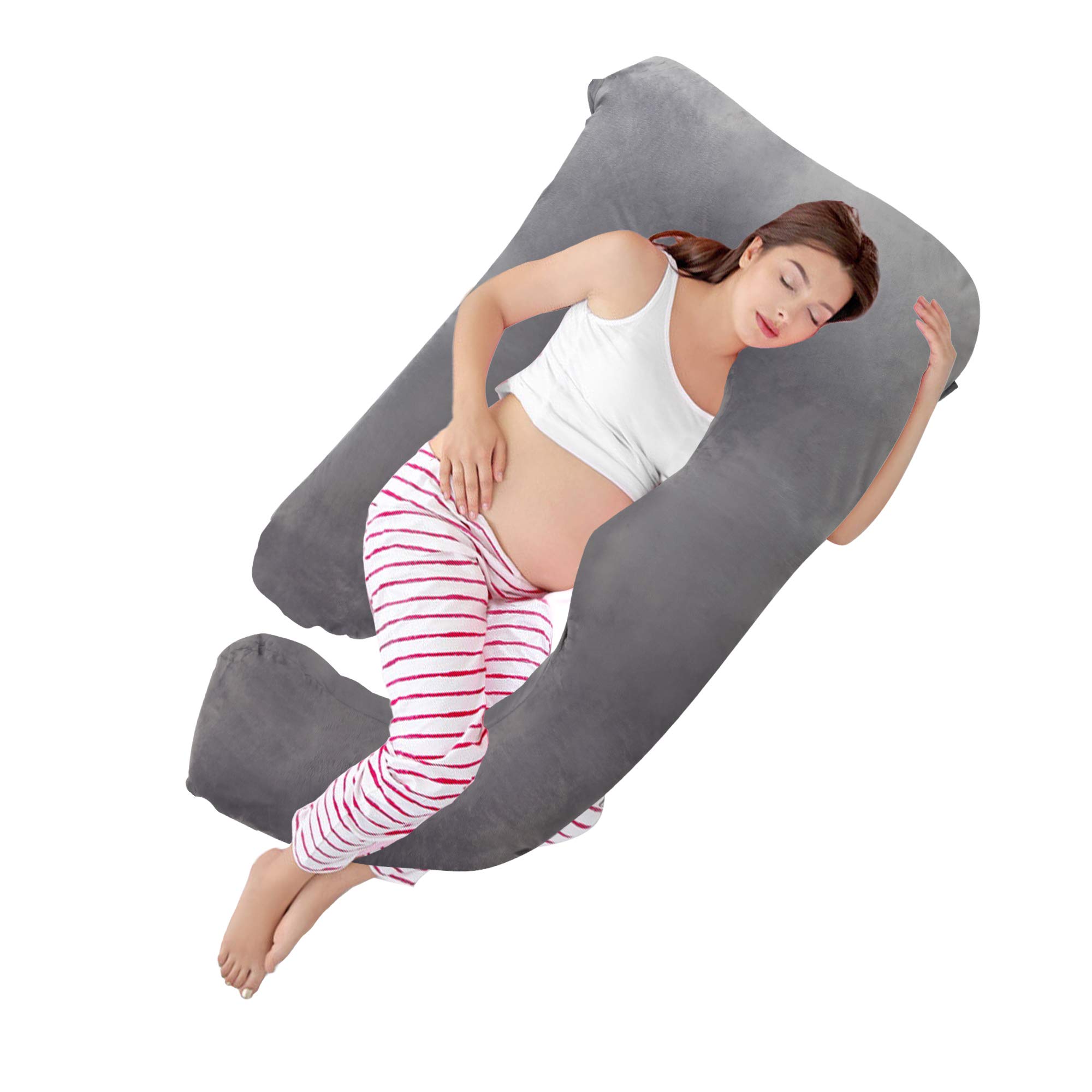 COLOR TREE Pregnancy Pillows J-Shaped Body Pillow for Pregnancy - Skin-Friendly Soft Comfort Maternity Pillows for Sleeping Reading Relax Rest