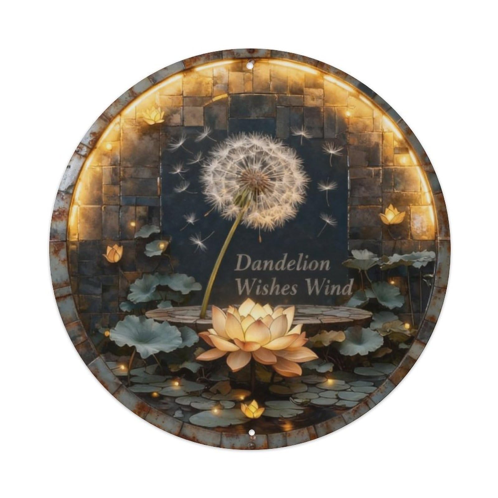 Dandelion Wishes Wind Metal Tin Sign Plaque