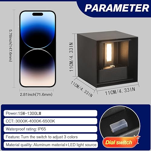 Miniatura 3 de Apliques de pared LED negros de 15 W, 1 unidad, lámparas de pared para exteriores, modernas, exteriores, exteriores, exteriores, exteriores,